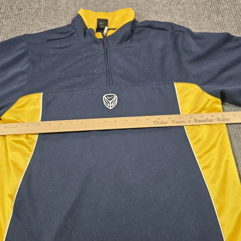 Nike Dri-FIT Pullover Shirt Mens‎ Medium Blue Yellow Quarter Zip Basketball Y2K